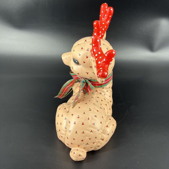 Vintage Kimple Mold Christmas Laying Quilted Hand Painted Ceramic Signed AS 1986 - Picture 5 of 12